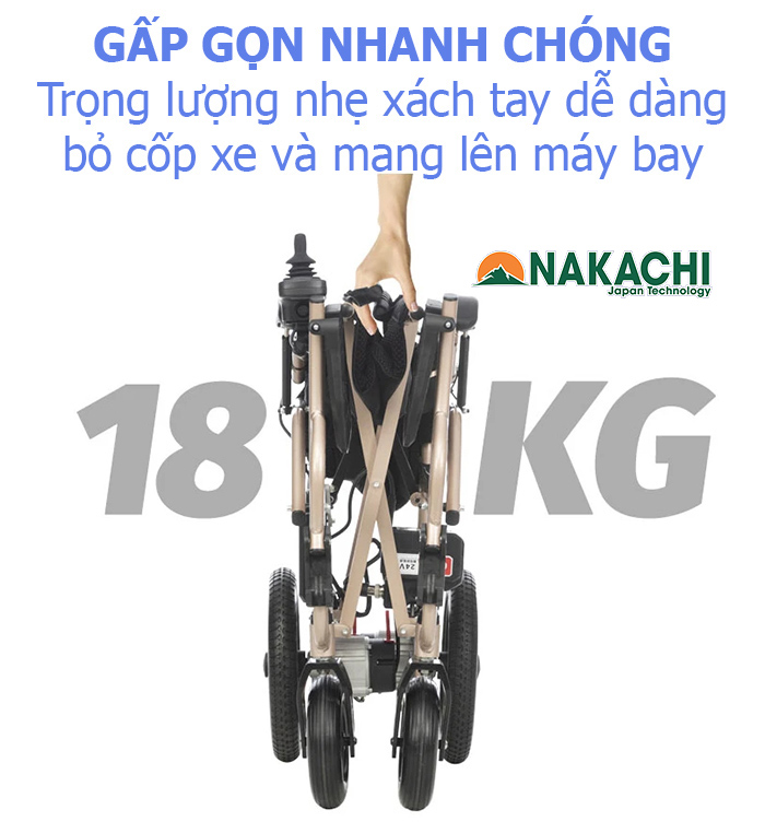 gấp gọn nhanh chóng dễ dàng xe lăn điện nc-013